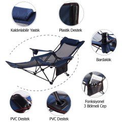 FUNKY CHAIRS Lazy 3 Pozisyonlu Yatabilen Kamp Sandalyesi Mavi