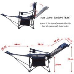 FUNKY CHAIRS Lazy 3 Pozisyonlu Yatabilen Kamp Sandalyesi Mavi