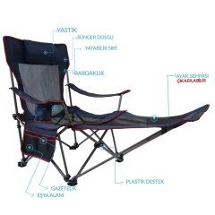FUNKY CHAIRS Lazy 3 Pozisyonlu Yatabilen Kamp Sandalyesi Mavi