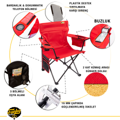 FUNKY CHAIRS Cool Ice Kırmızı  Lüks Kamp Sandalyesi