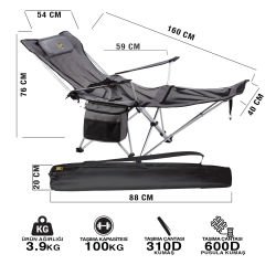 FUNKY CHAIRS Lazy 3 Plus Yatabilen Kamp Sandalyesi Gri