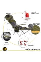 FUNKY CHAIRS Lazy 3 Plus Yatabilen Kamp Sandalyesi Haki
