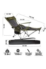 FUNKY CHAIRS Lazy 3 Plus Yatabilen Kamp Sandalyesi Haki