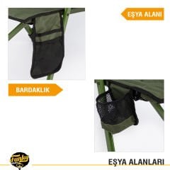 FUNKY CHAIRS Comfort 3 Kademeli Katlanabilir Kamp Sandalyesi - Haki