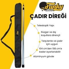 FUNKY CHAIRS Ayarlanabilir Teleskopik Alüminyum Tarp Tente Çadır Direği 198 cm