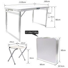 FUNKY CHAIRS Katlanabilir Deluxe Piknik Masası Seti Kalın Profil Gri
