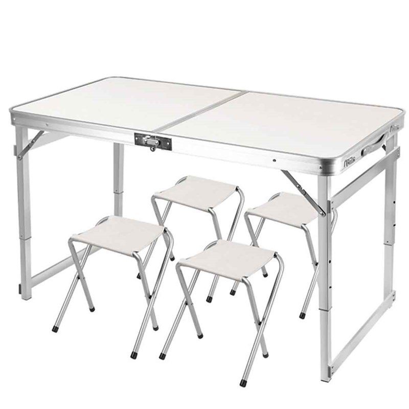 FUNKY CHAIRS Katlanabilir Deluxe Piknik Masası Seti Kalın Profil Gri