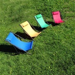 FUNKY CHAIRS Katlanır 5 Kademeli Plaj Şezlong Sandalye Mavi