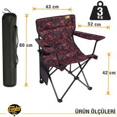 FUNKY CHAIRS V2 Kırmızı Kamuflaj Lüks Kamp Sandalyesi