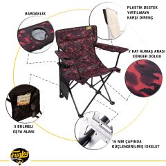 FUNKY CHAIRS V2 Kırmızı Kamuflaj Lüks Kamp Sandalyesi