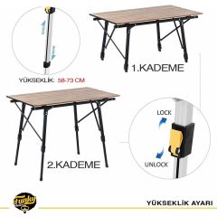 FUNKY CHAIRS Elite Alüminyum Teleskopik Ayaklı Kamp Piknik Masası - Ahşap Desen