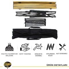 FUNKY CHAIRS Elite Alüminyum Teleskopik Ayaklı Kamp Piknik Masası - Ahşap Desen