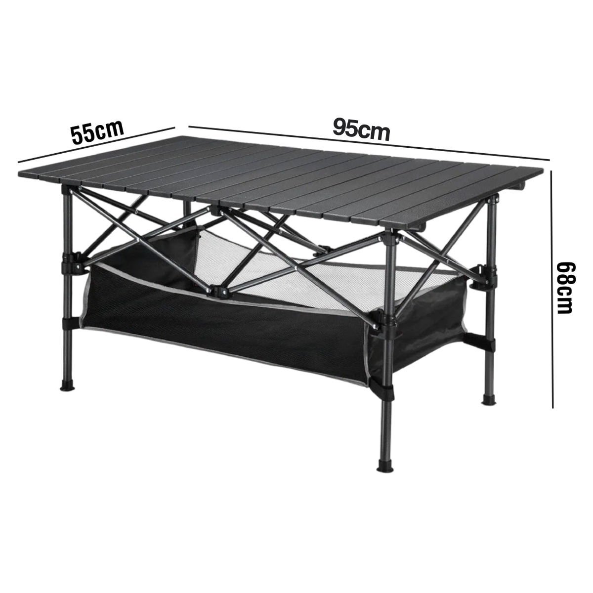 FUNKY CHAIRS Family Large Katlanabilir Alüminyum Kamp Masası (95x55x68cm) - Siyah