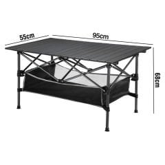 FUNKY CHAIRS Family Large Katlanabilir Alüminyum Kamp Masası (95x55x68cm) - Siyah