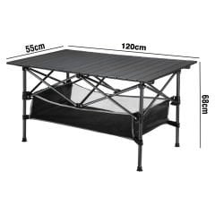 FUNKY CHAIRS Family XL Katlanabilir Alüminyum Kamp Masası (120x55x68) - Ahşap Desen