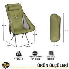 FUNKY CHAIRS Sky Ultralight Katlanabilir Kamp Sandalyesi - Haki Renk