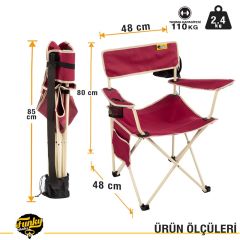 Funky Chairs Camper Katlanabilir Kamp Piknik Sandalyesi - Bordo/Krem