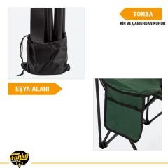 Funky Chairs Camper Katlanabilir Kamp Piknik Sandalyesi - Petrol Yeşili/Siyah