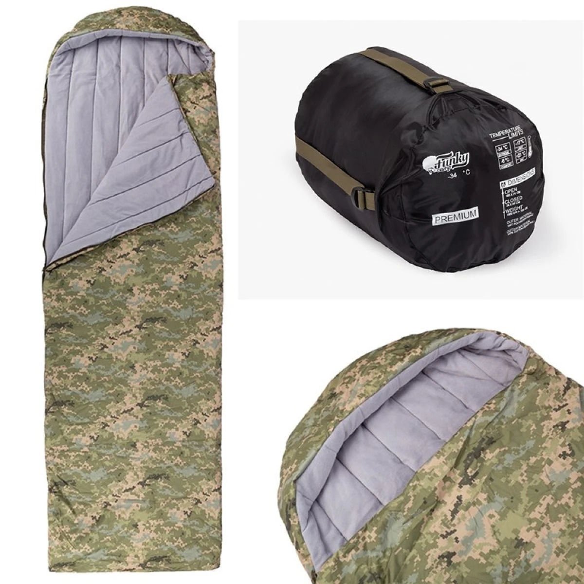FUNKY CAMP -34 Derece Kamuflaj Uyku Tulumu