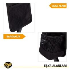 FUNKY CHAIRS Comfort 3 Kademeli Katlanabilir Kamp Sandalyesi - Siyah