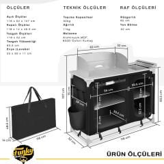 FUNKY CHAIRS Portatif Alüminyum Kamp Mutfak Tezgahı