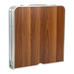 FUNKY CHAIRS Tabureli Deluxe Katlanabilir Piknik Masası Seti - Ahşap Desen