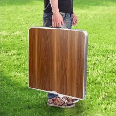 FUNKY CHAIRS Tabureli Deluxe Katlanabilir Piknik Masası Seti - Ahşap Desen