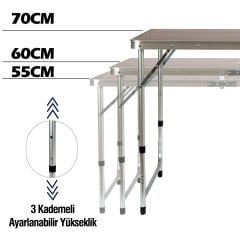 FUNKY CHAIRS Taburesiz Katlanabilir Piknik Masası - Ahşap Desen