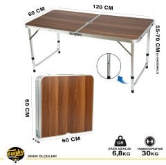 FUNKY CHAIRS Taburesiz Katlanabilir Piknik Masası - Ahşap Desen