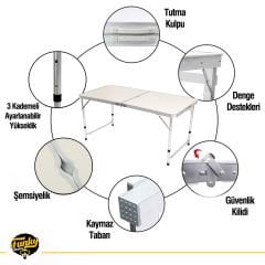 Taburesiz Katlanabilir Piknik Masası - Gri