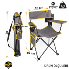FUNKY CHAIRS Camper Katlanabilir Kamp Piknik Sandalyesi - Gri/Sarı