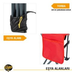 FUNKY CHAIRS Camper Katlanabilir Kamp Piknik Sandalyesi - Kırmızı