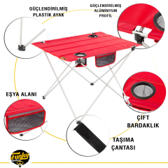 FUNKY CHAIRS Ultralight Katlanır Kamp Masası Kırmızı