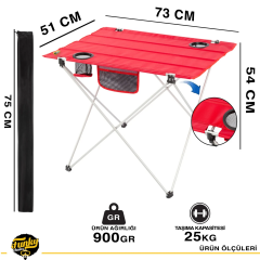 FUNKY CHAIRS Ultralight Katlanır Kamp Masası Kırmızı