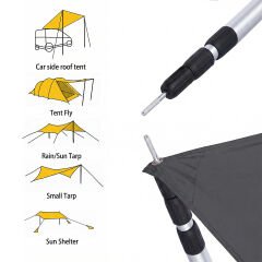 FUNKY CHAIRS 2 Adet Ayarlanabilir Teleskopik Alüminyum Tarp Tente Çadır Direği 230 cm